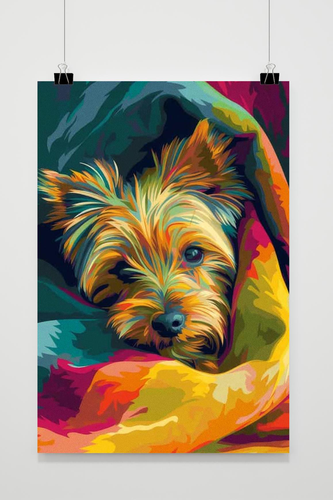 Affiche Kleurrijke Hond de 25 Artstreet