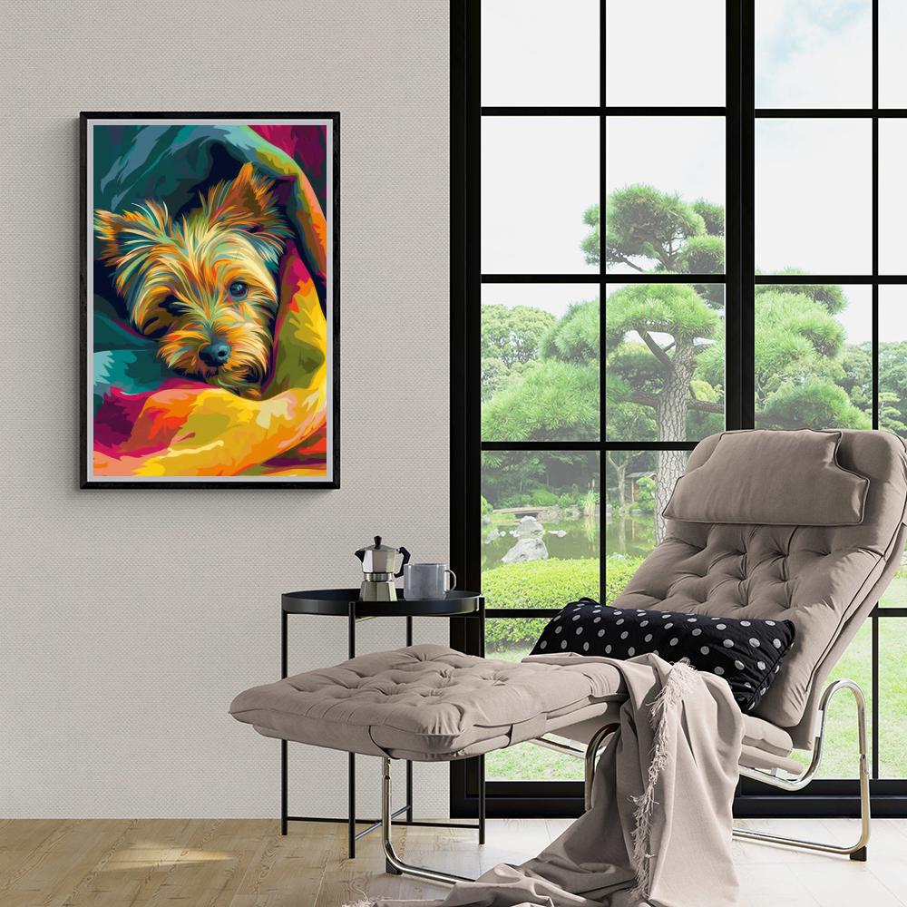 Kleurrijke Hond dans un intérieur