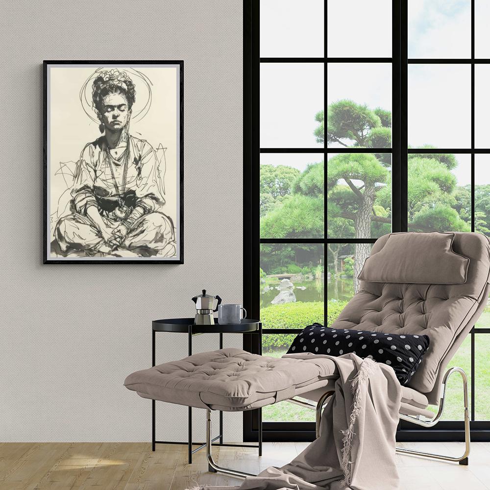 Frida Kahlo Dessin dans un intérieur