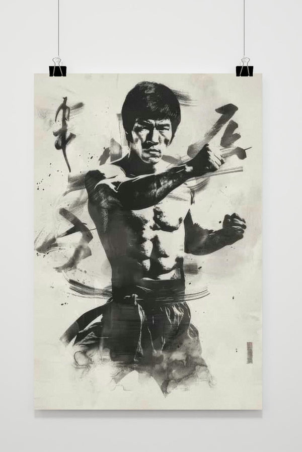 Bruce Lee Black and White poster