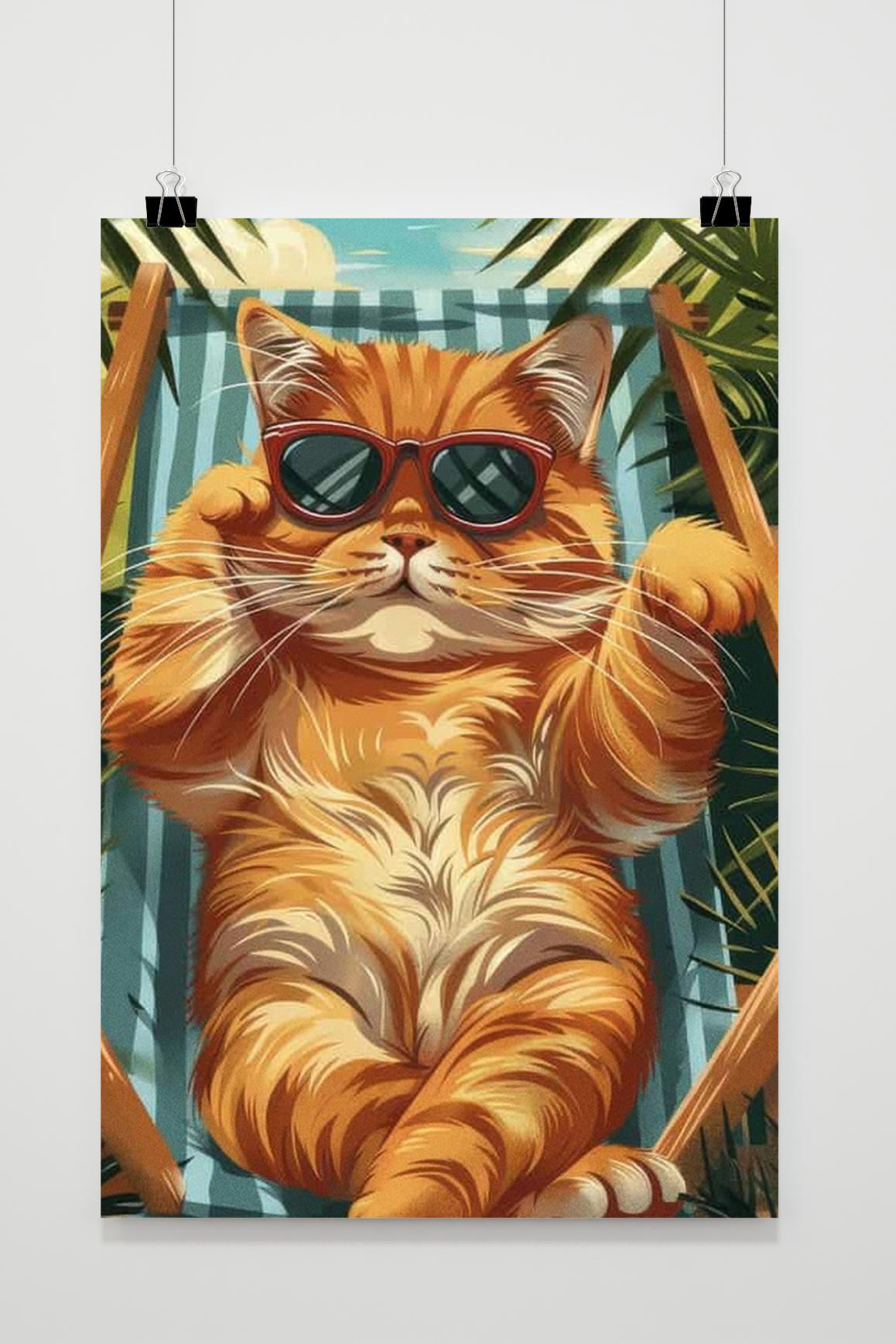 Affiche Kat Tropische Cartoon de 25 Artstreet