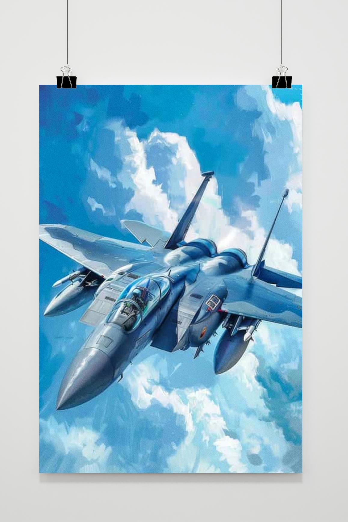 Affiche Avion de Combat Aquarelle de 25 Artstreet