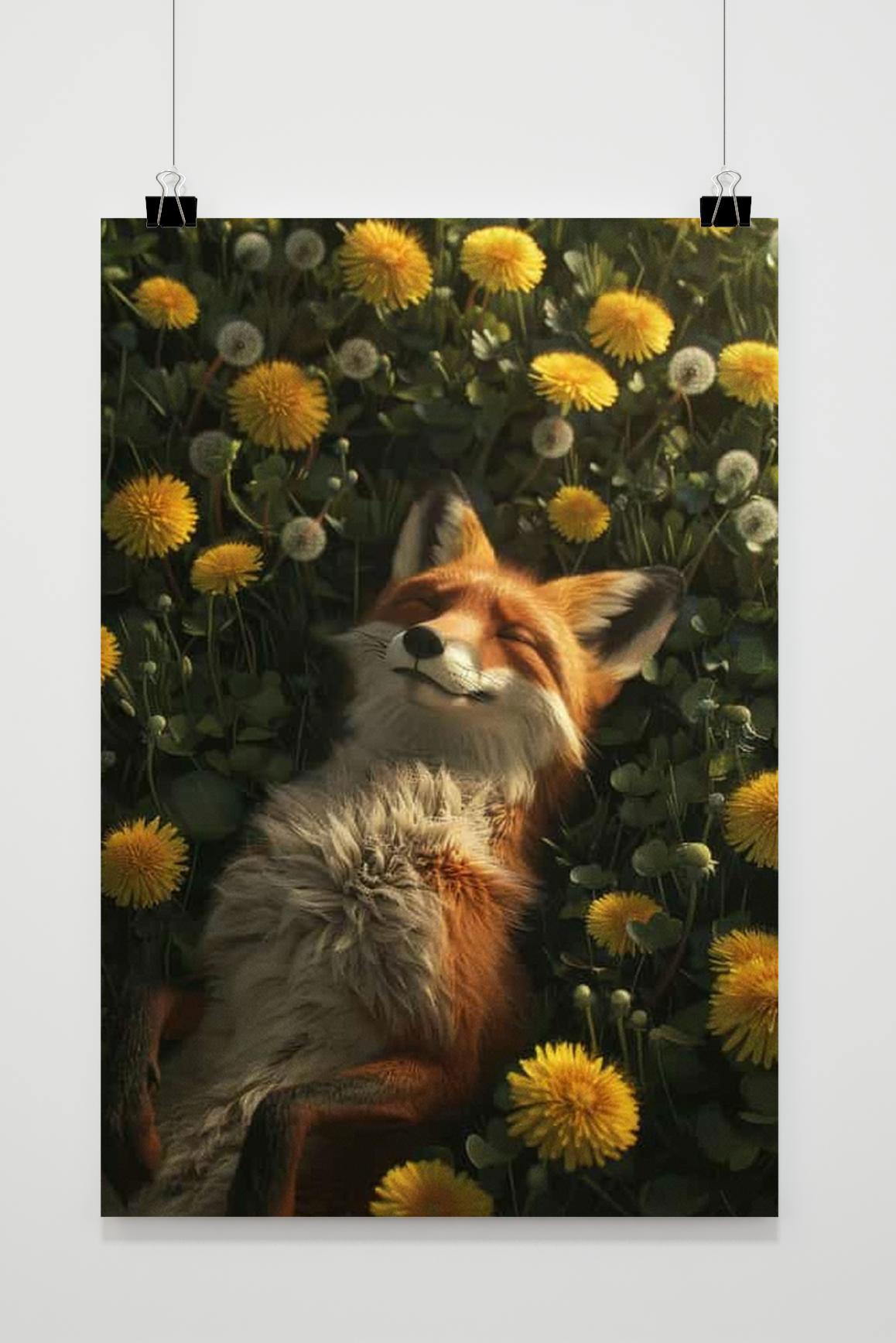 Affiche Renard dans un Champ de Fleurs de 25 Artstreet