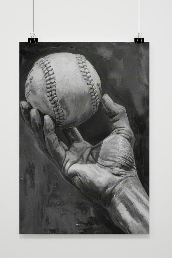 Honkbal Zwart Wit poster
