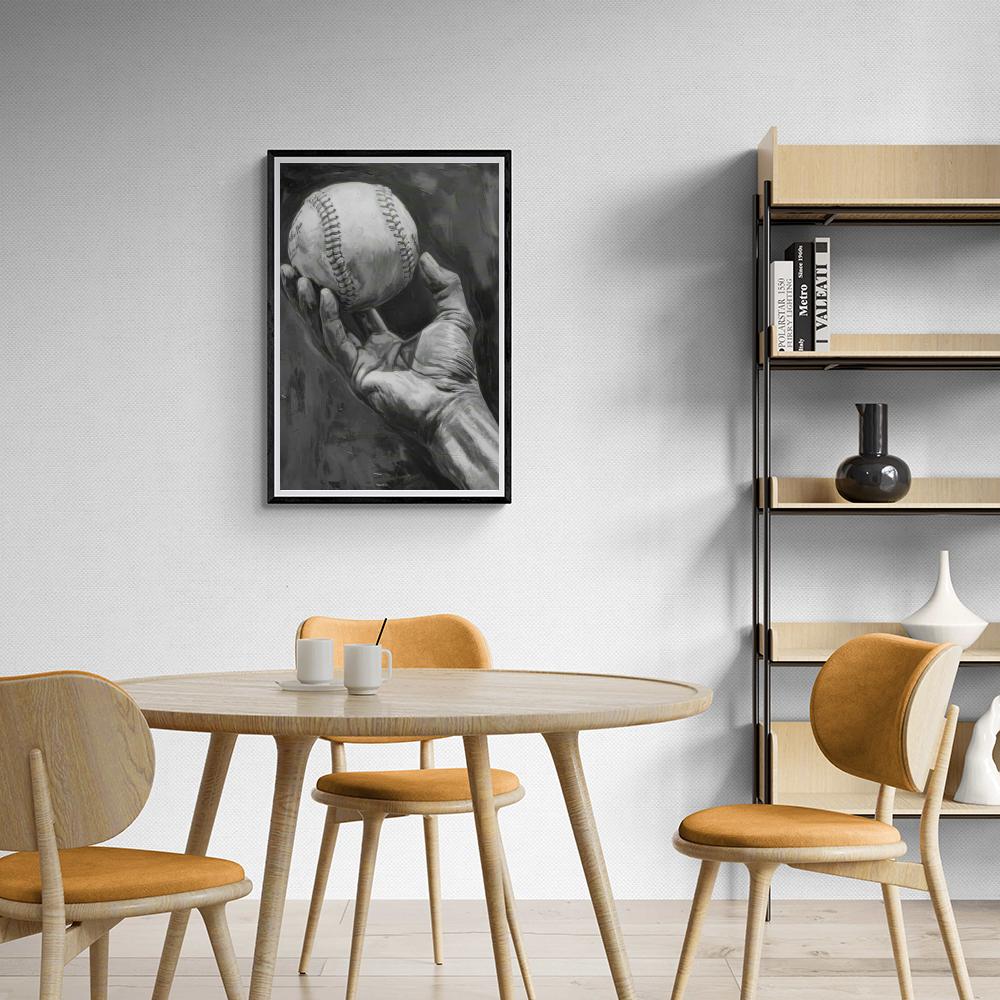 Baseball Noir et Blanc dans un intérieur