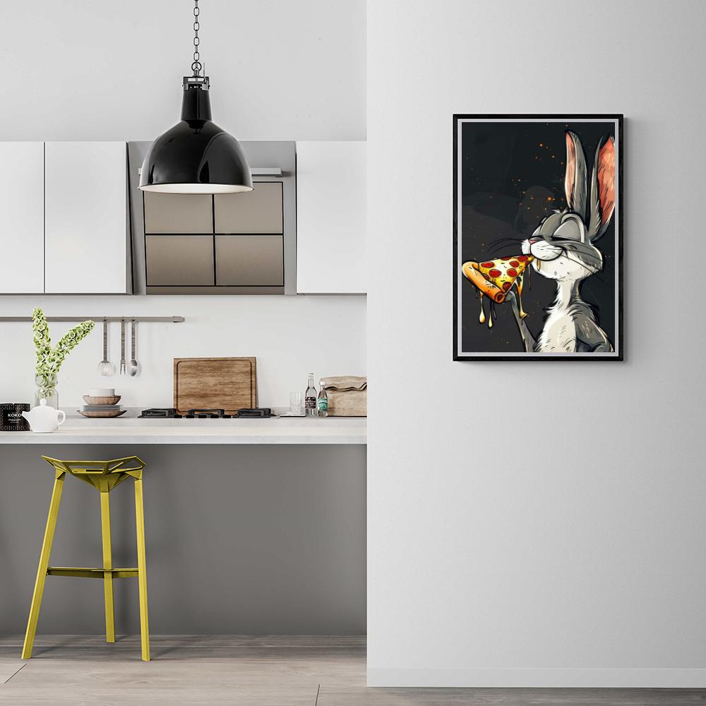 Bugs Bunny Pizza dans un intérieur