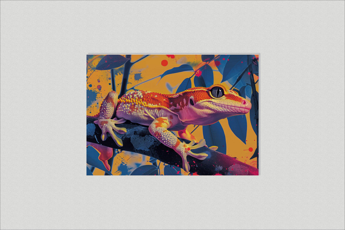 Gecko Pop Art dans un intérieur