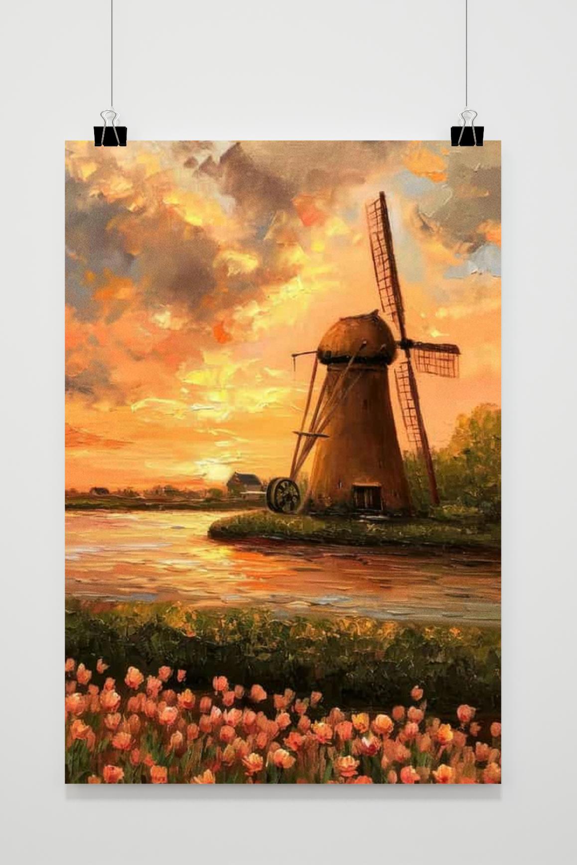 Affiche Moulin à Vent Aquarelle de 25 Artstreet