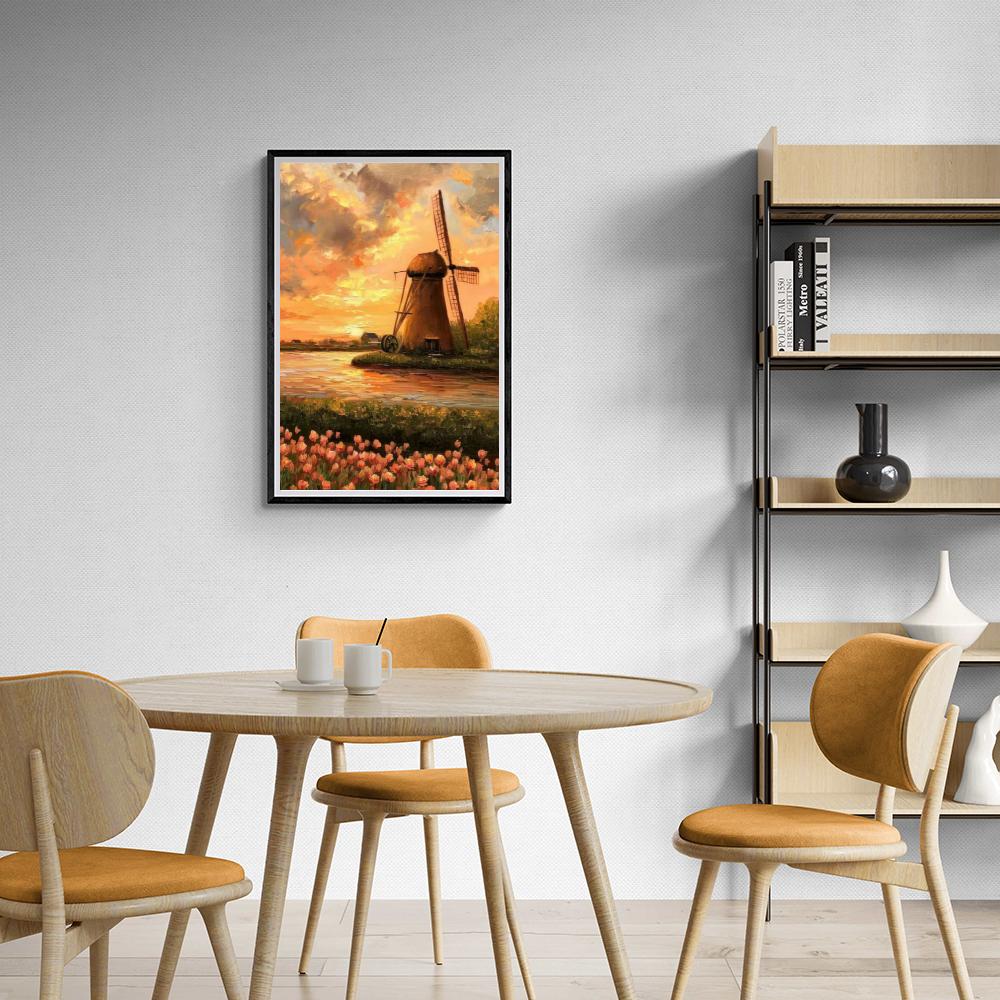 Moulin à Vent Aquarelle dans un intérieur