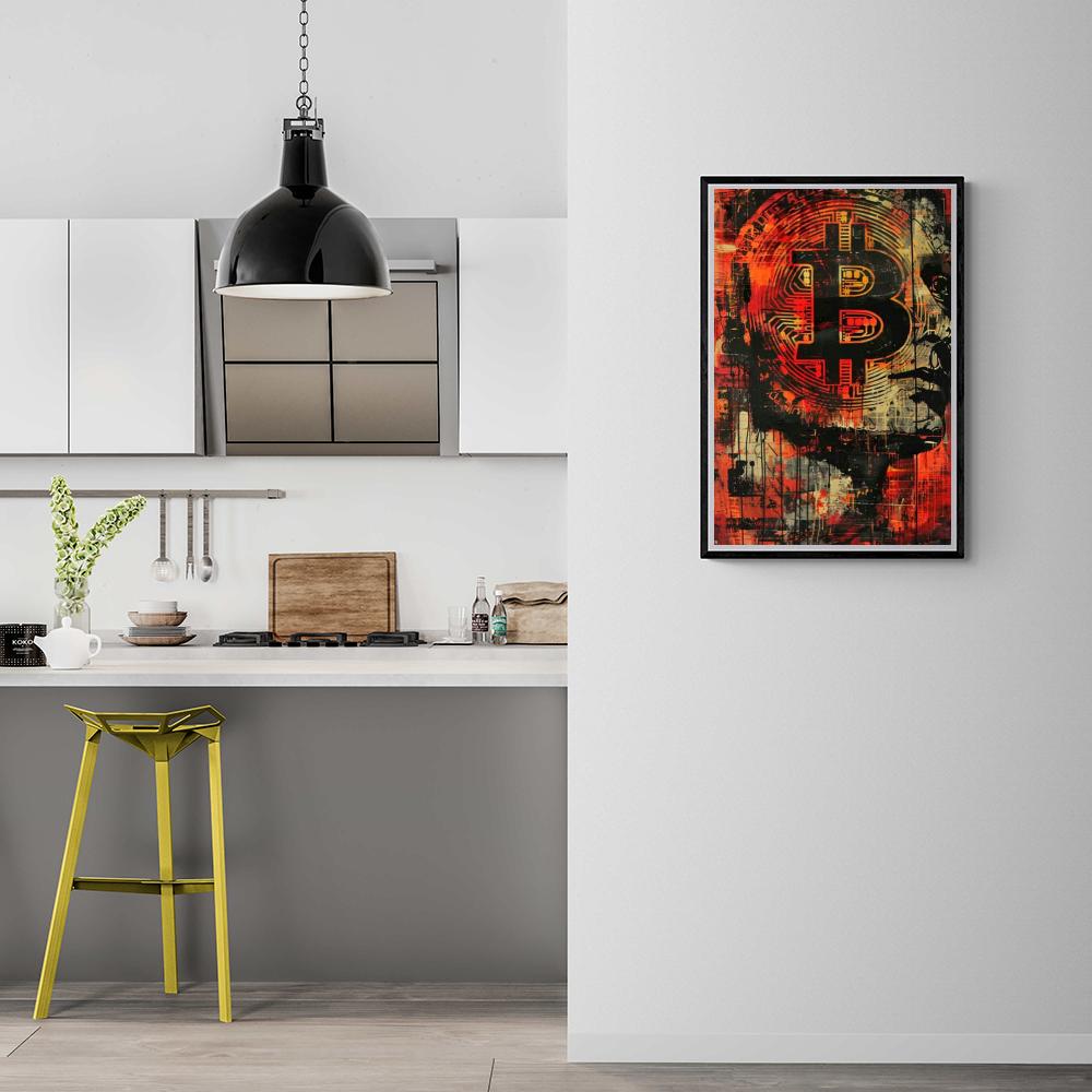 Bitcoin Man dans un intérieur