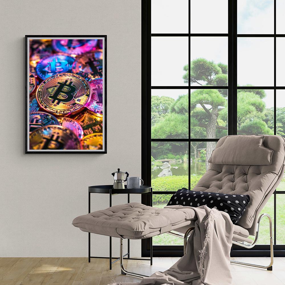 Bitcoin Munten dans un intérieur