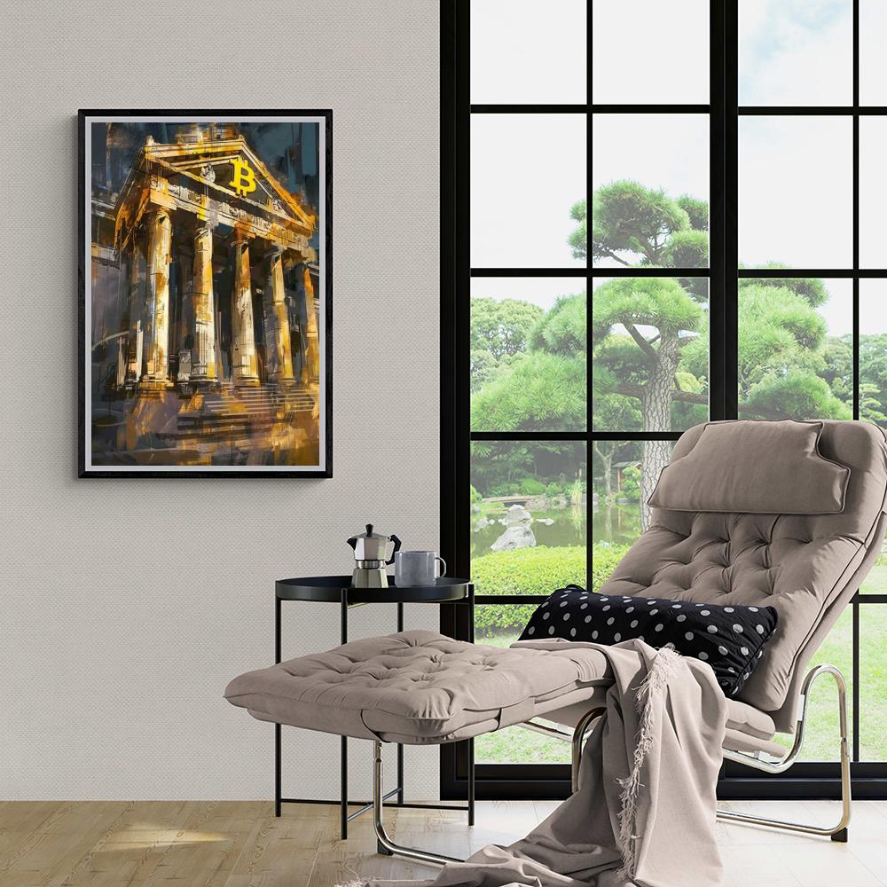 Bitcoin Bank Aquarel dans un intérieur