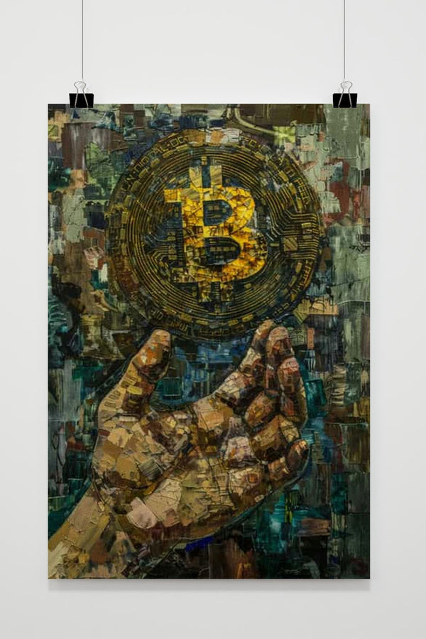 Bitcoin Hand Aquarel poster
