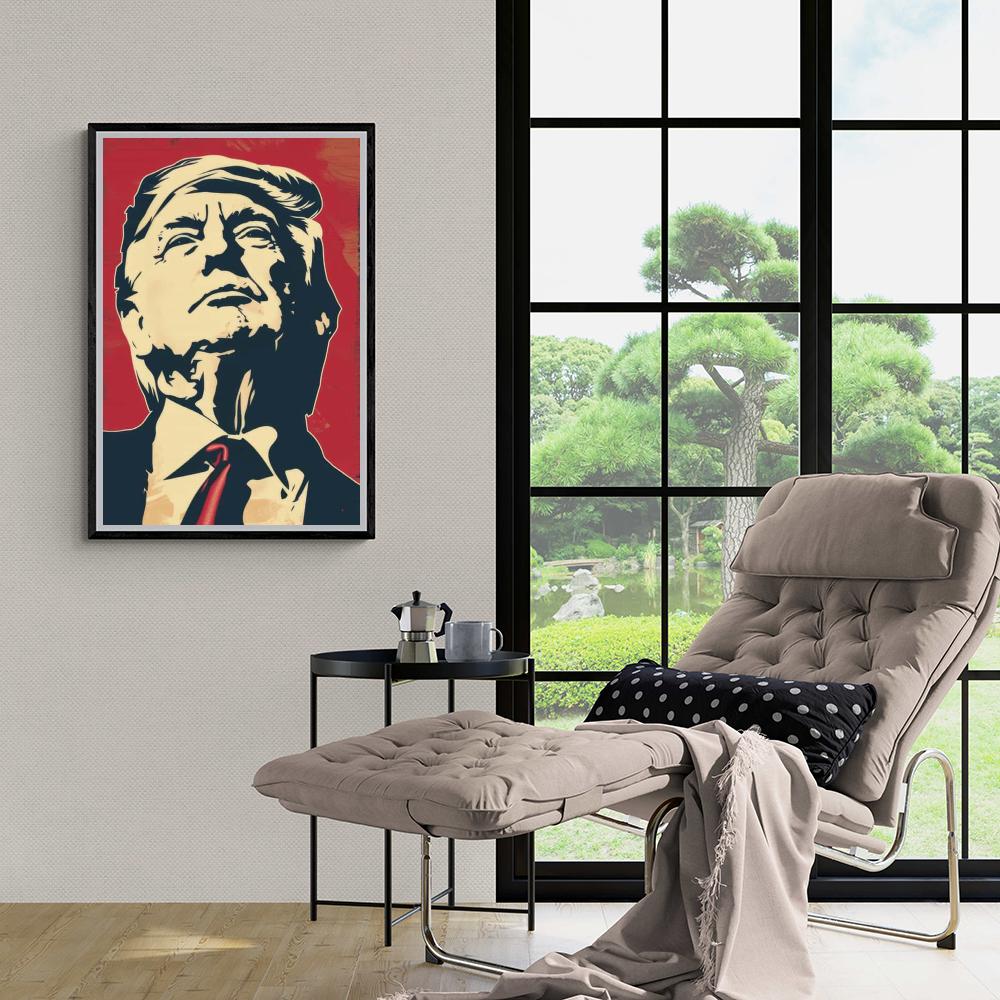 Donald Trump Pop Art Rouge dans un intérieur