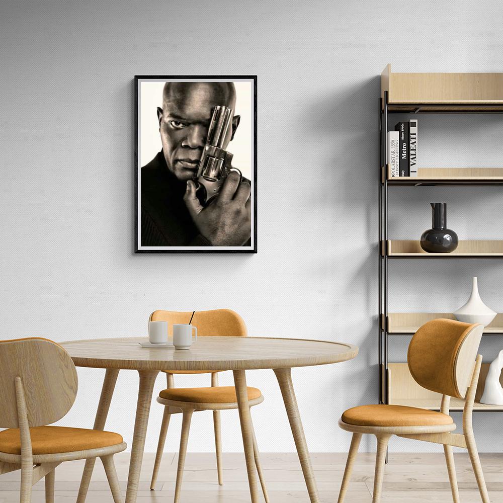 Samuel L. Jackson Zwart Wit dans un intérieur