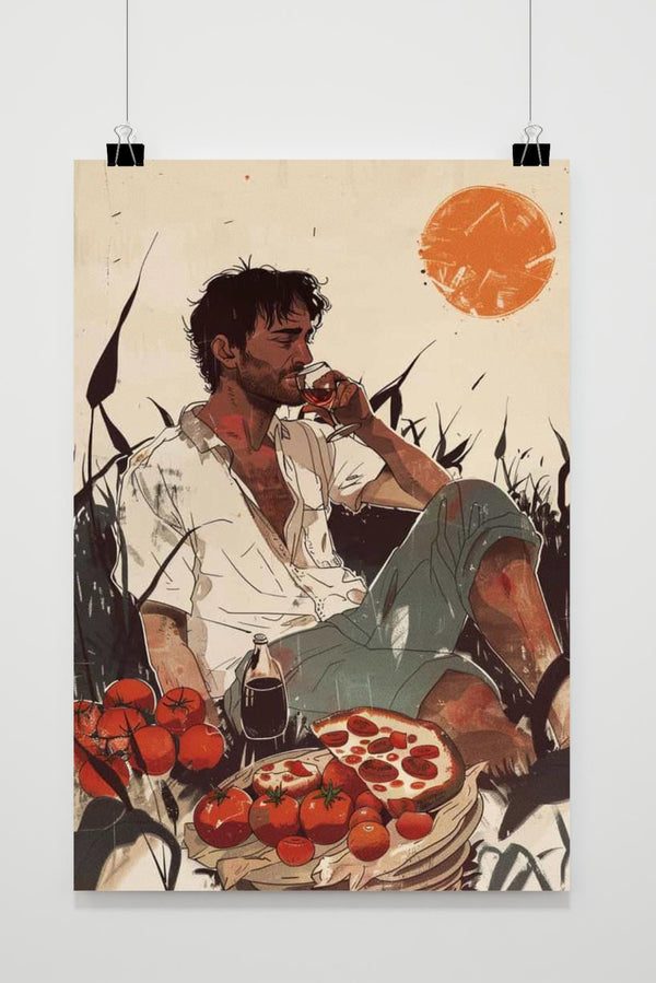 Póster Hombre Tomate Pizza