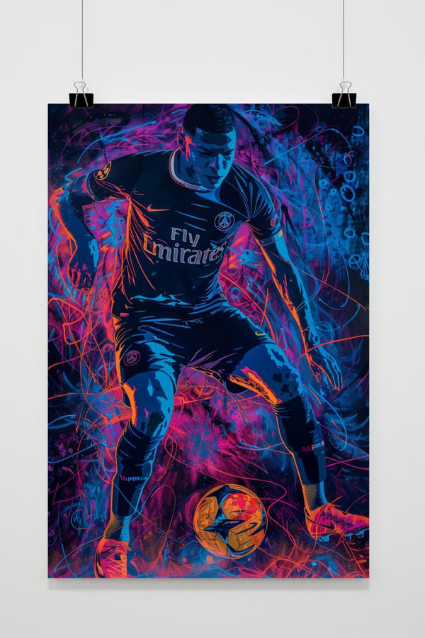Póster Kylian Mbappé Neón