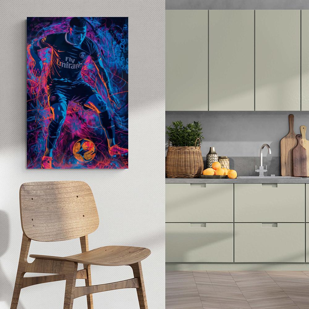 Kylian Mbappé Neon dans un intérieur