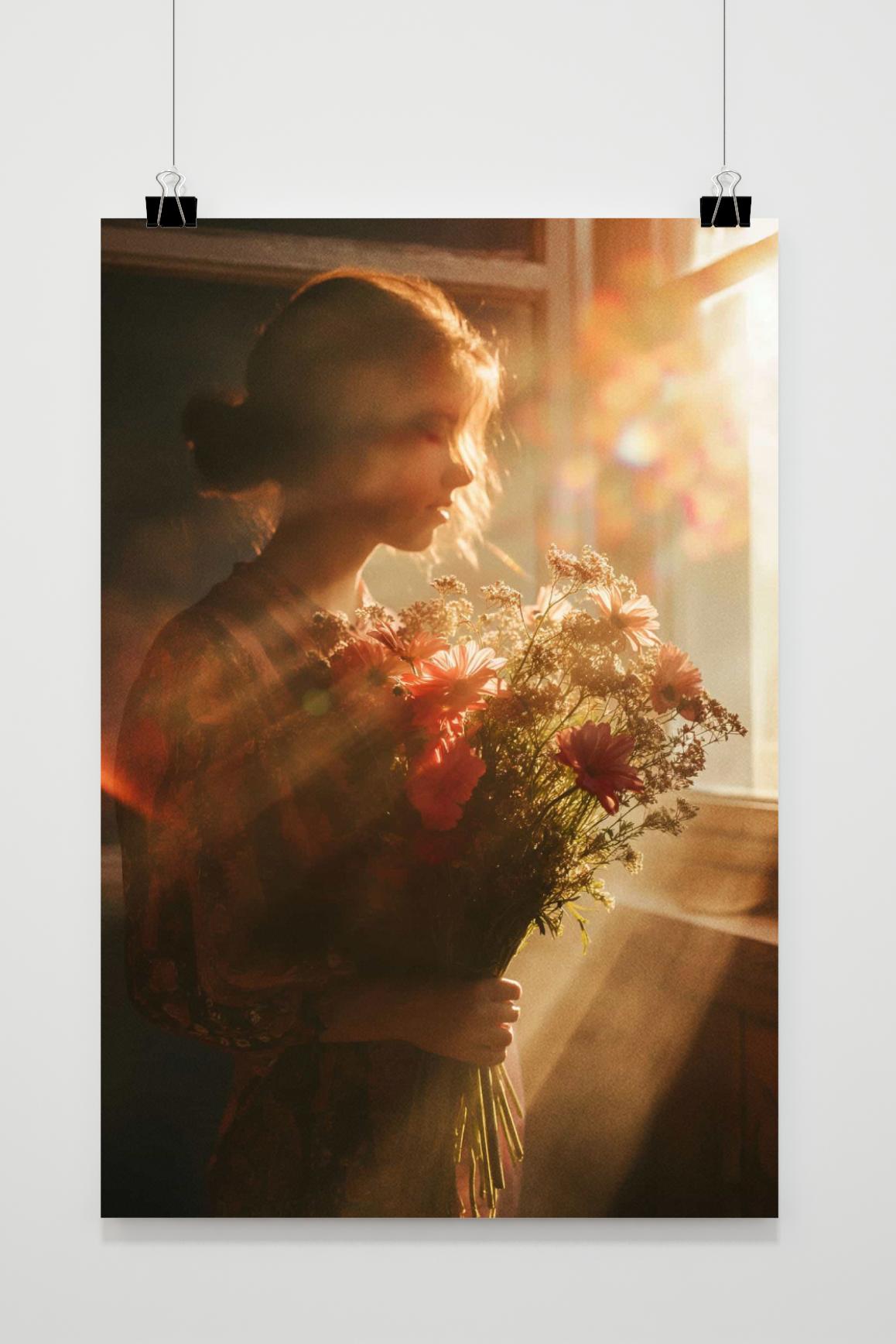 Affiche Femme Bouquet Soleil de 25 Artstreet
