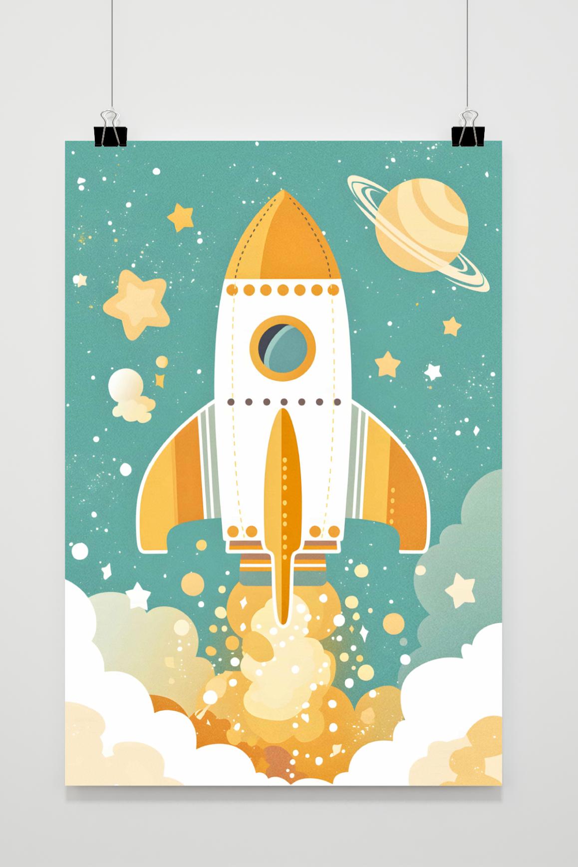 Affiche Ruimteschip Cartoon de 25 Artstreet