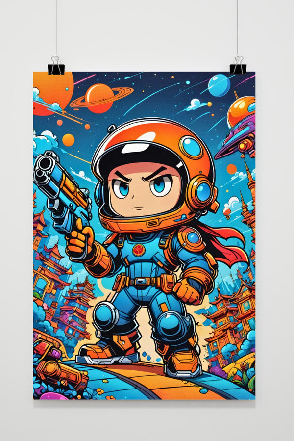 Space Astronaut Cartoon poster