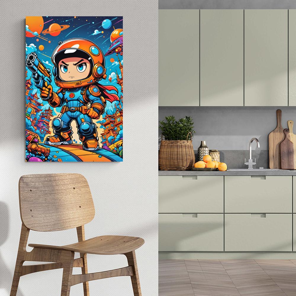 Ruimte Astronaut Cartoon dans un intérieur