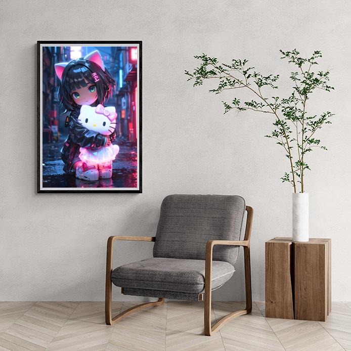 Hello Kitty Fille Cartoon dans un intérieur