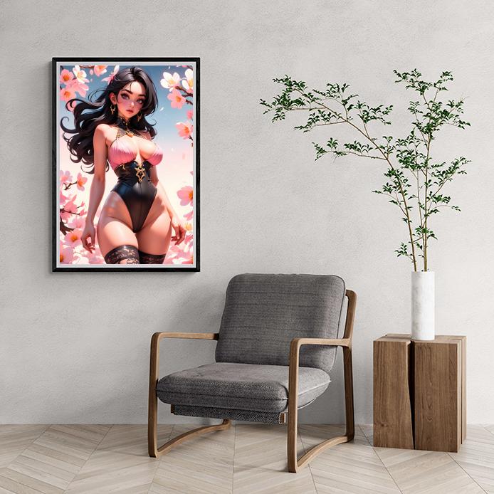 Bloemen Sexy Vrouw dans un intérieur