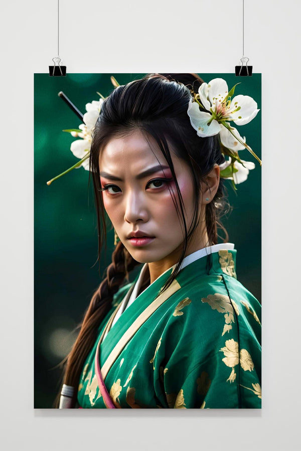 Asiatisches Mädchen Kimono Poster