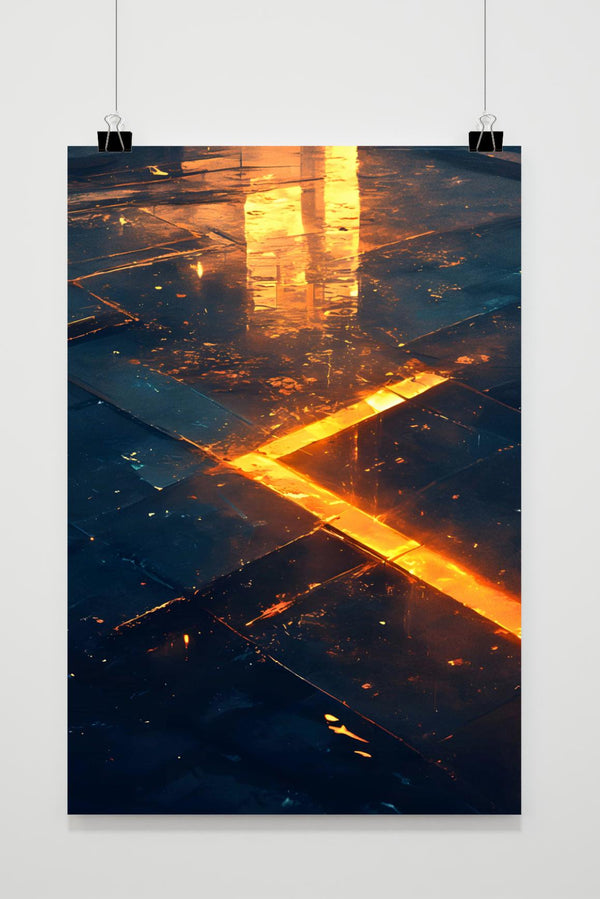 Orangene Bodenlinien Poster