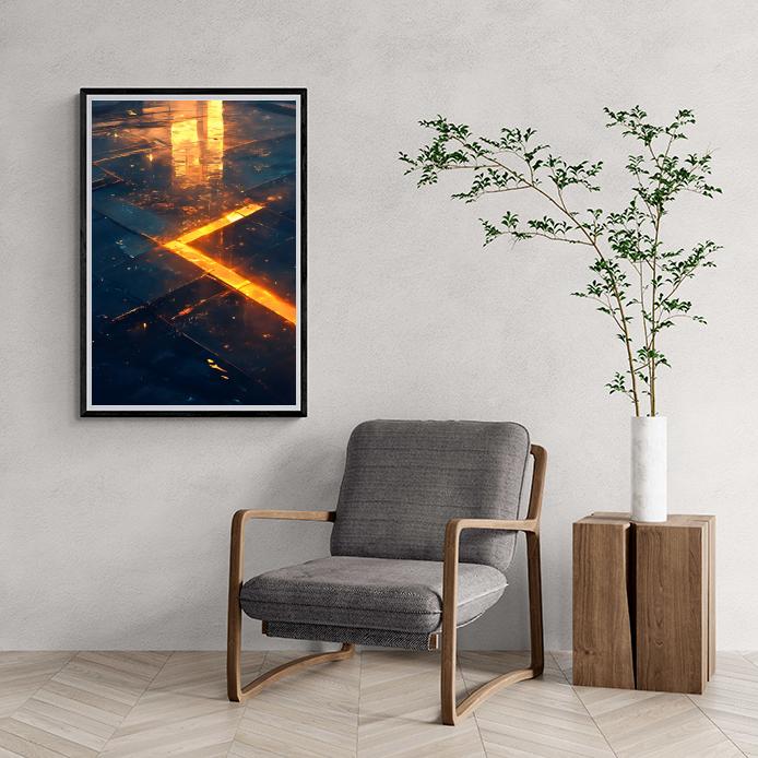 Oranje Vloerlijnen dans un intérieur
