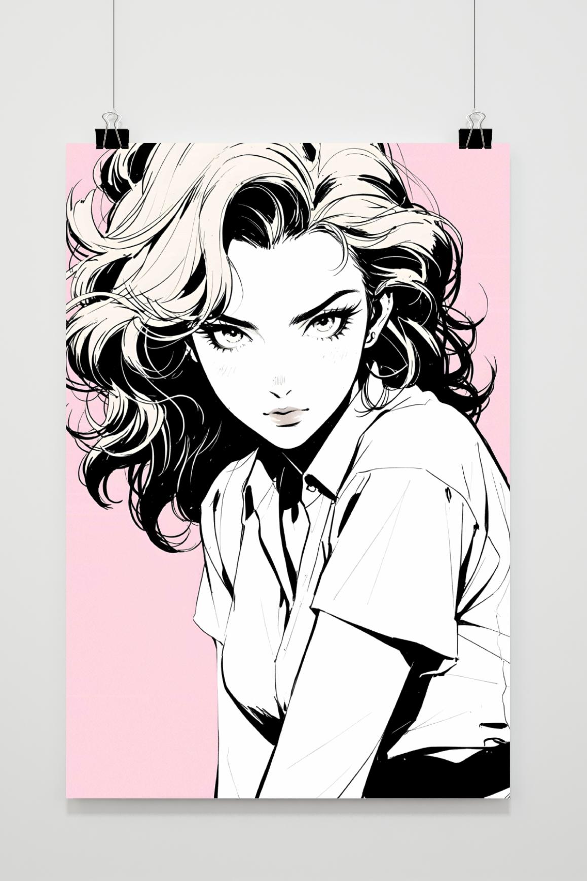 Affiche Femme Pop Art Rose de 25 Artstreet