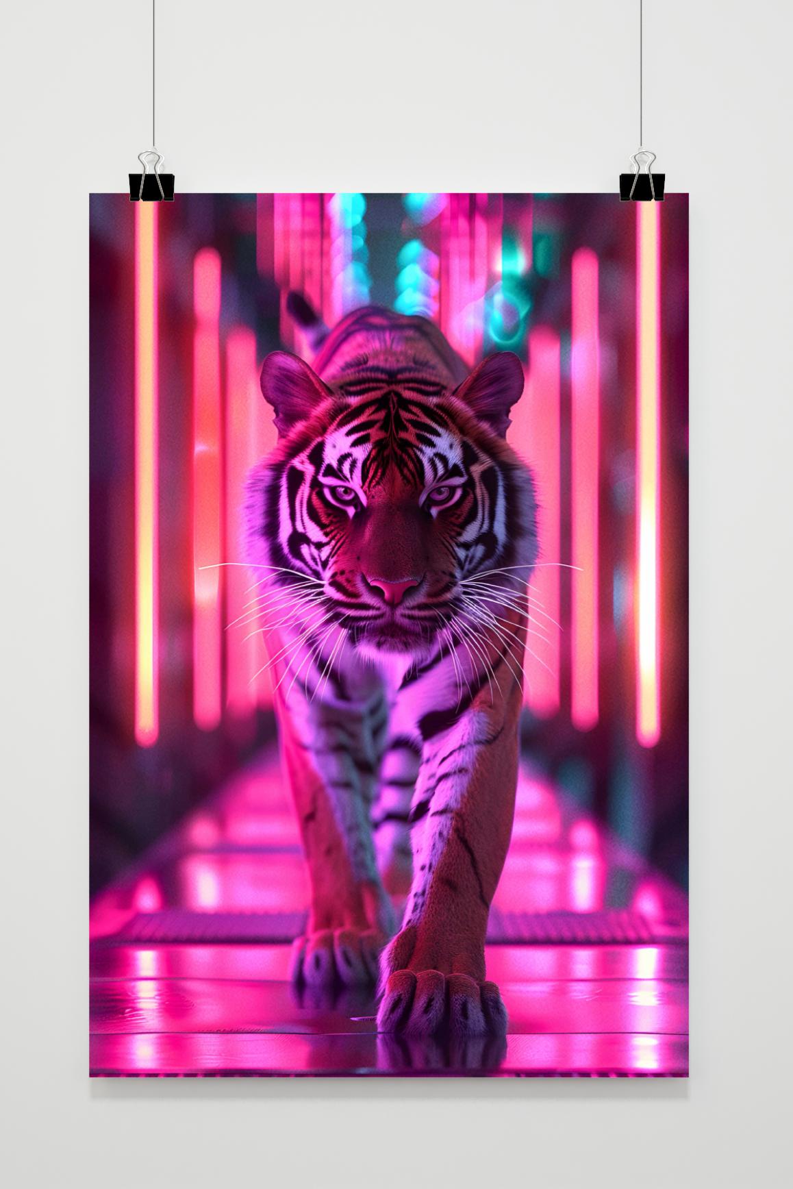 Póster Tigre Neón de 25 Artstreet