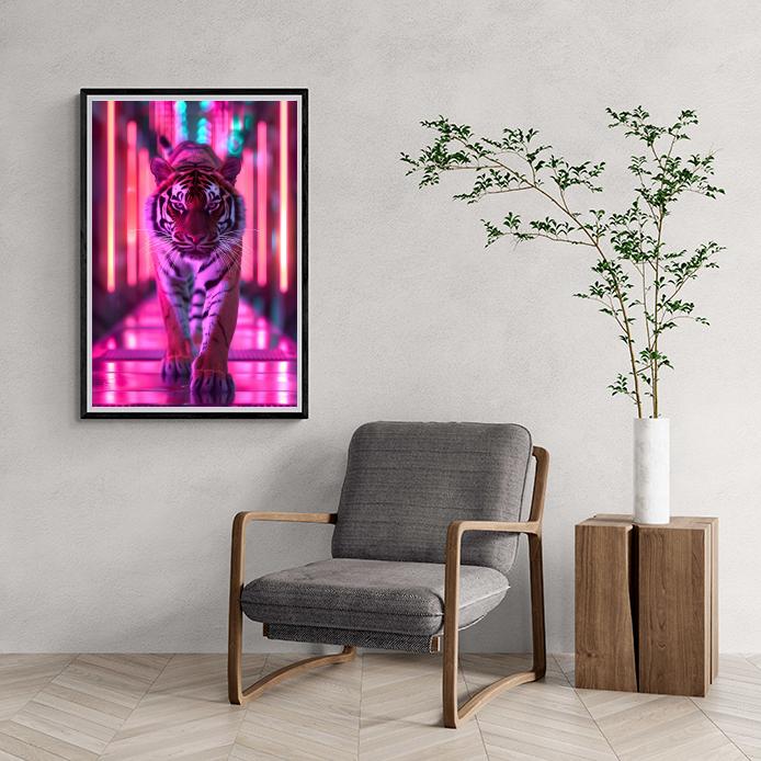Tigre Neón en un interior