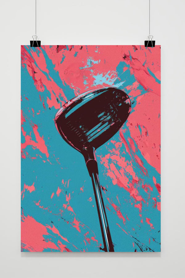 Affiche Club de Golf Bleu Rose