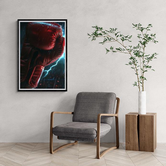 Gant de Boxe Rouge dans un intérieur