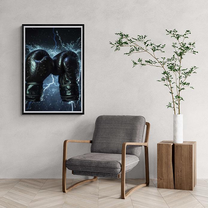 Gant de Boxe Noir dans un intérieur