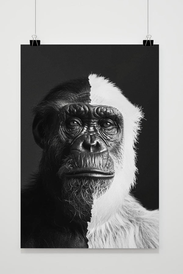 Póster Gorila Blanco y Negro