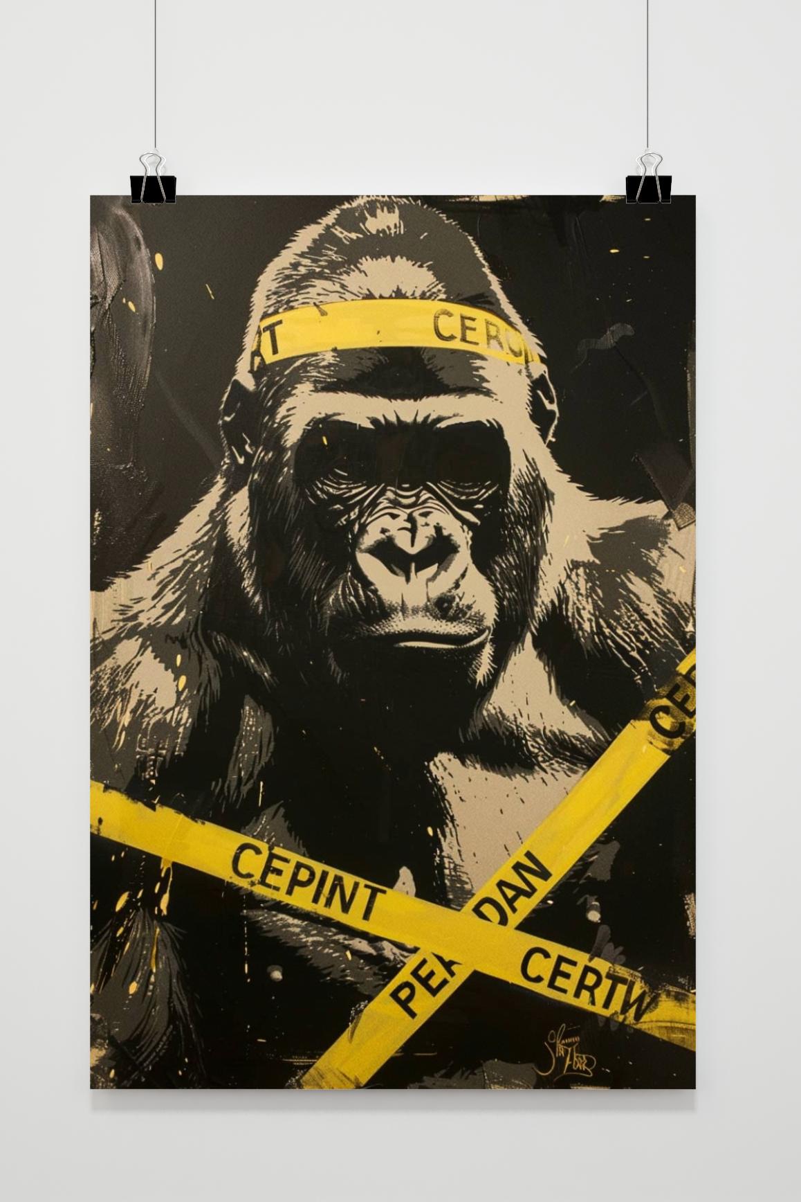 Affiche Gorille Ruban Jaune de 25 Artstreet