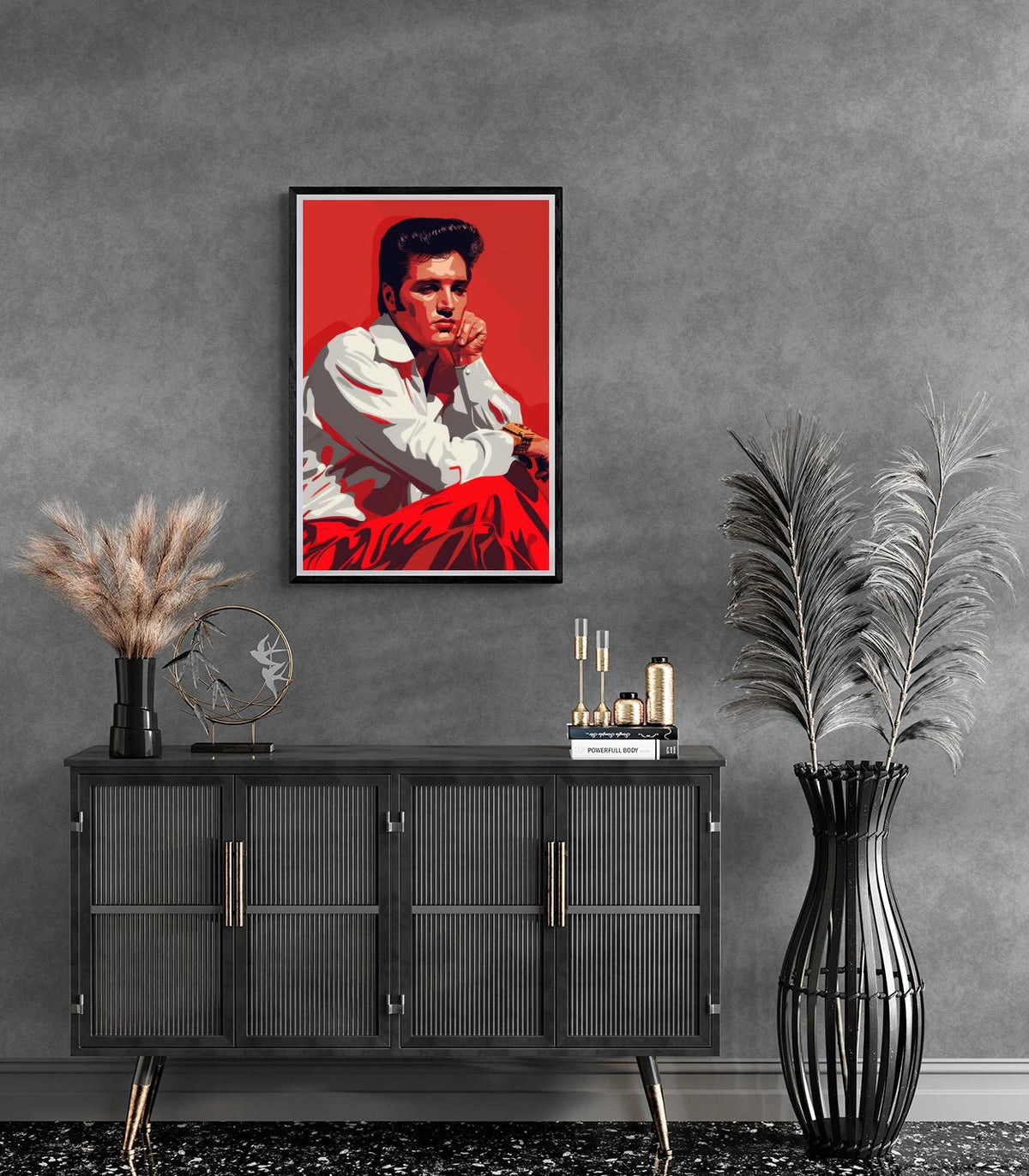 Elvis Presley Rouge dans un intérieur