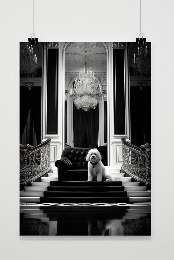 Póster Perro de Lujo Blanco y Negro