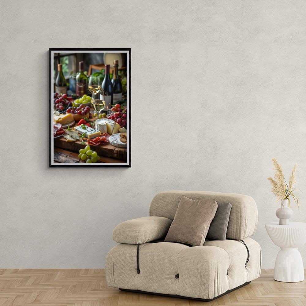 Vin et Fromage dans un intérieur