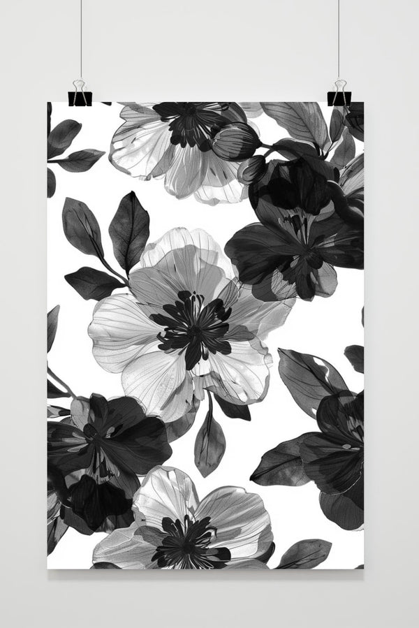 Póster Flores en Blanco y Negro