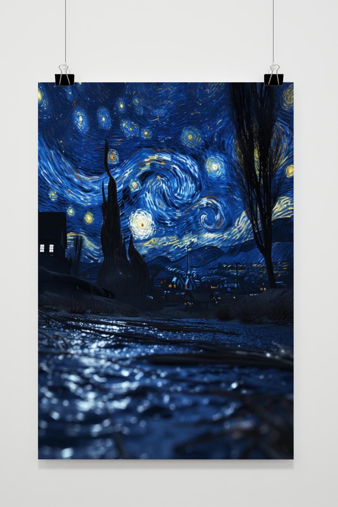 Affiche La Nuit Étoilée Route de 25 Artstreet