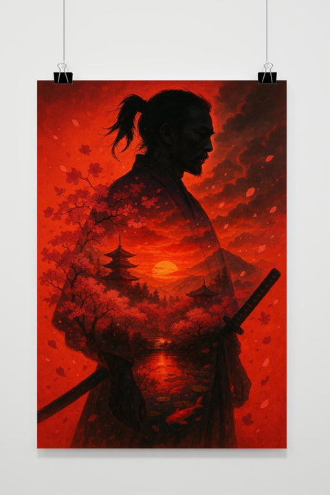 Samurai Japan Sunset poster
