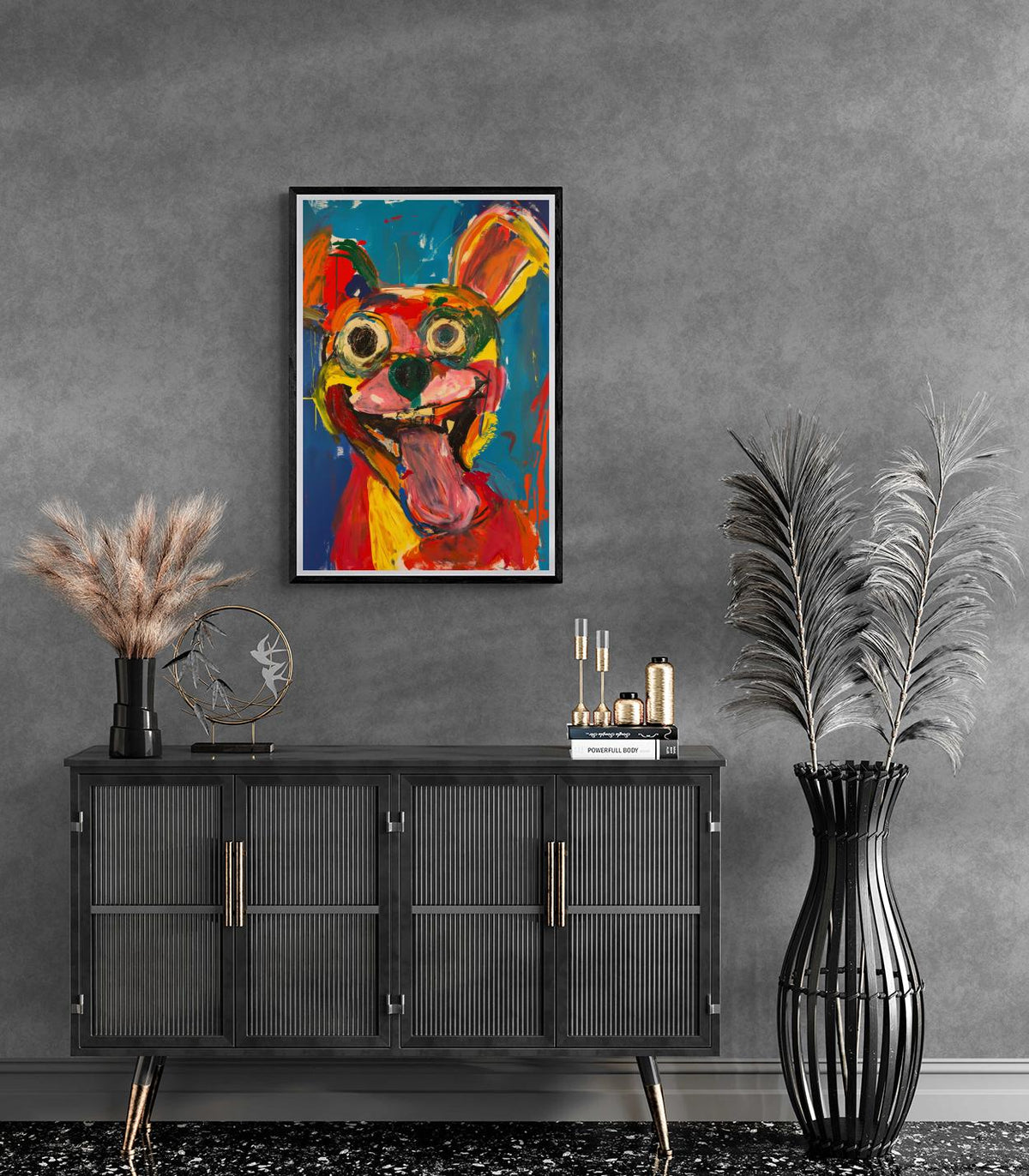 Chien Aquarelle dans un intérieur
