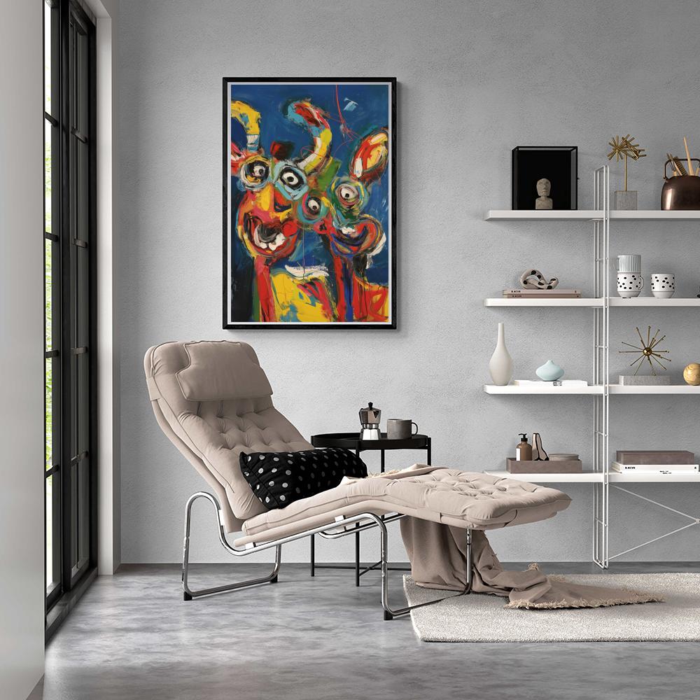 Chèvres Aquarelle dans un intérieur