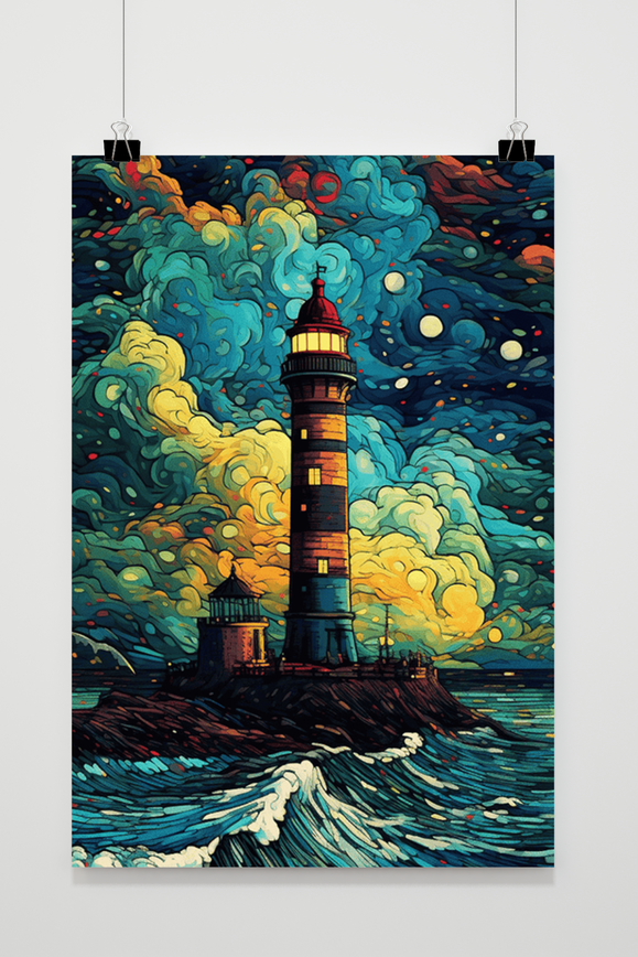 Affiche Vuurtoren Kleuren