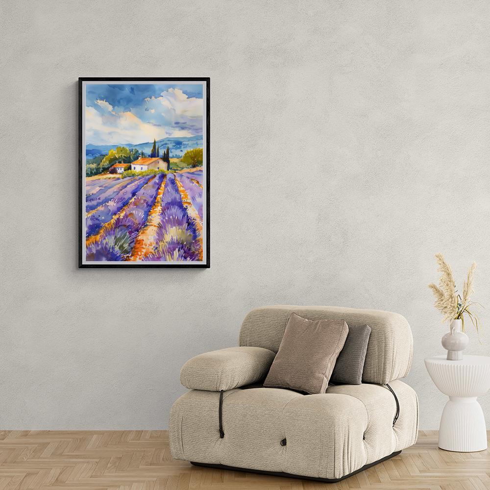 Champ de Lavande Aquarelle dans un intérieur