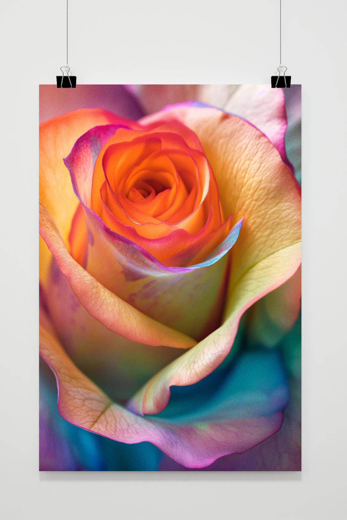 Affiche Rose Arc-en-ciel de 25 Artstreet